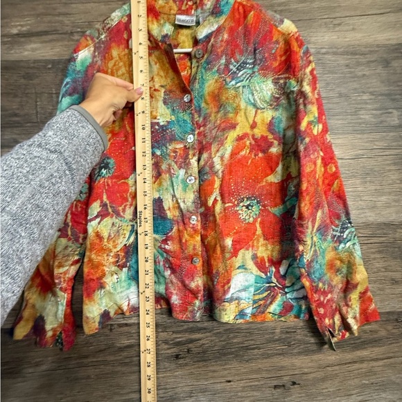 Chico's Multicolor Floral Button Down Shirt 100% Linen - Picture 5 of 5